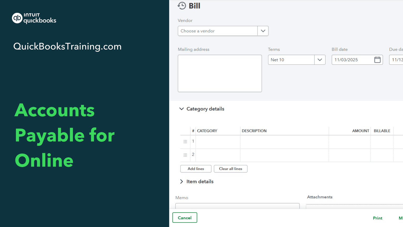 Accounts Payable for Online